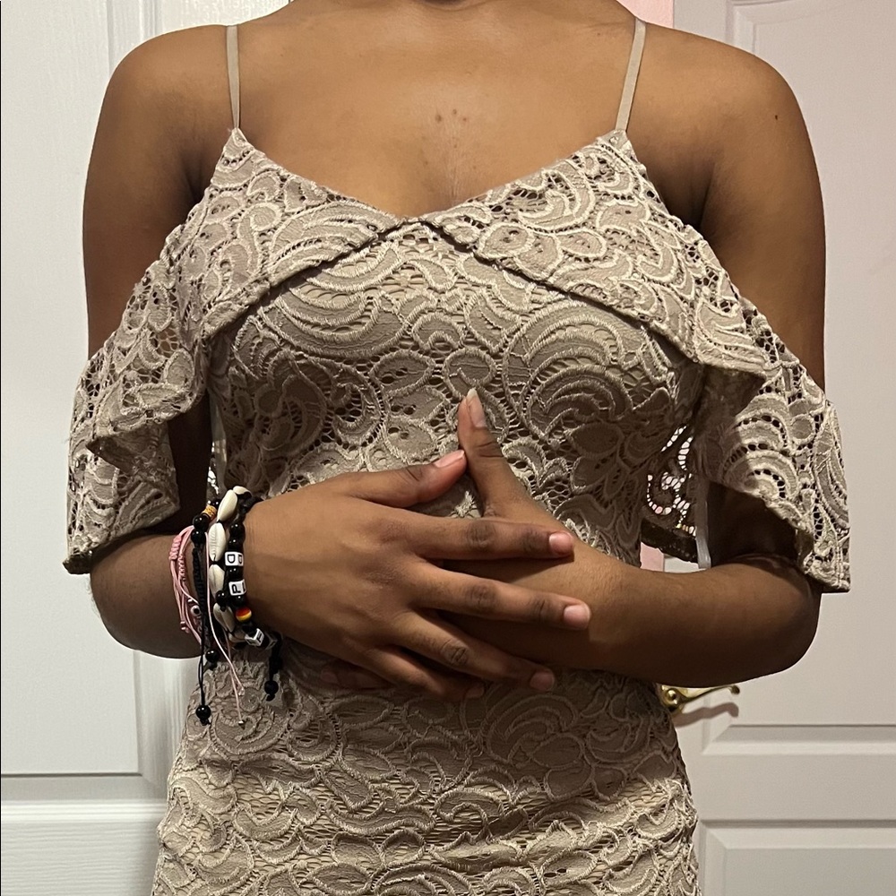 Nude Bodycon Lace Dress